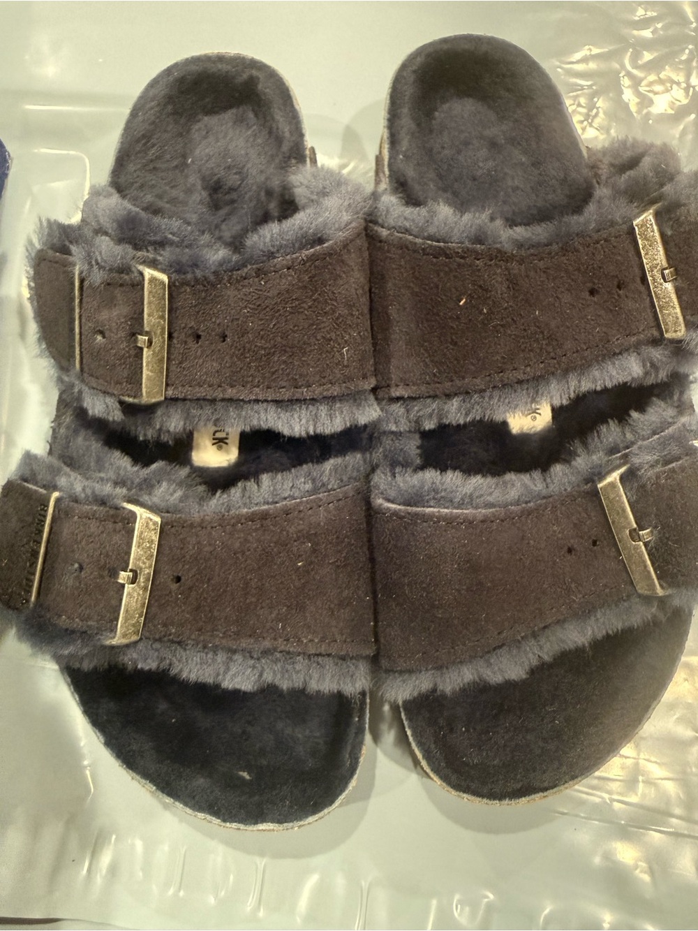 Birkenstock Arizona shearling in midnight. New size 37